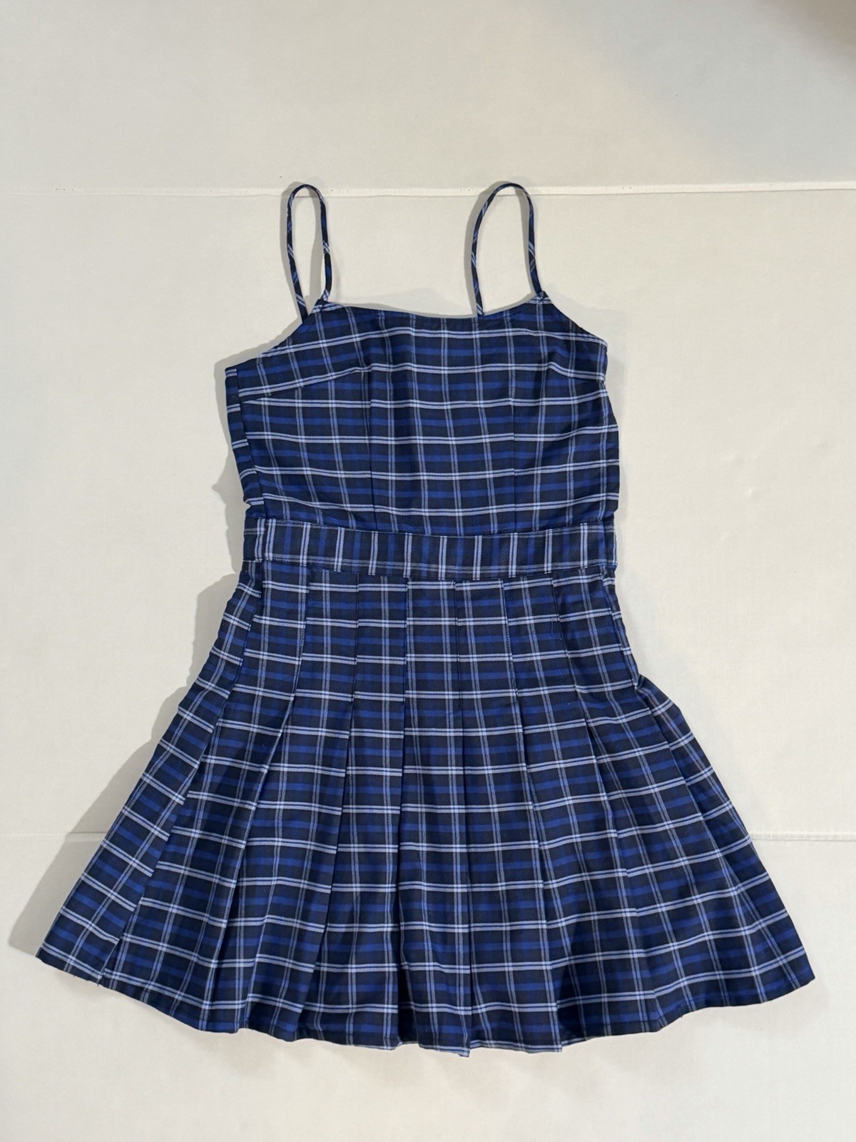 Divided by H&M Blue Plaid Pleated Dress in Size XS / EU Size 34