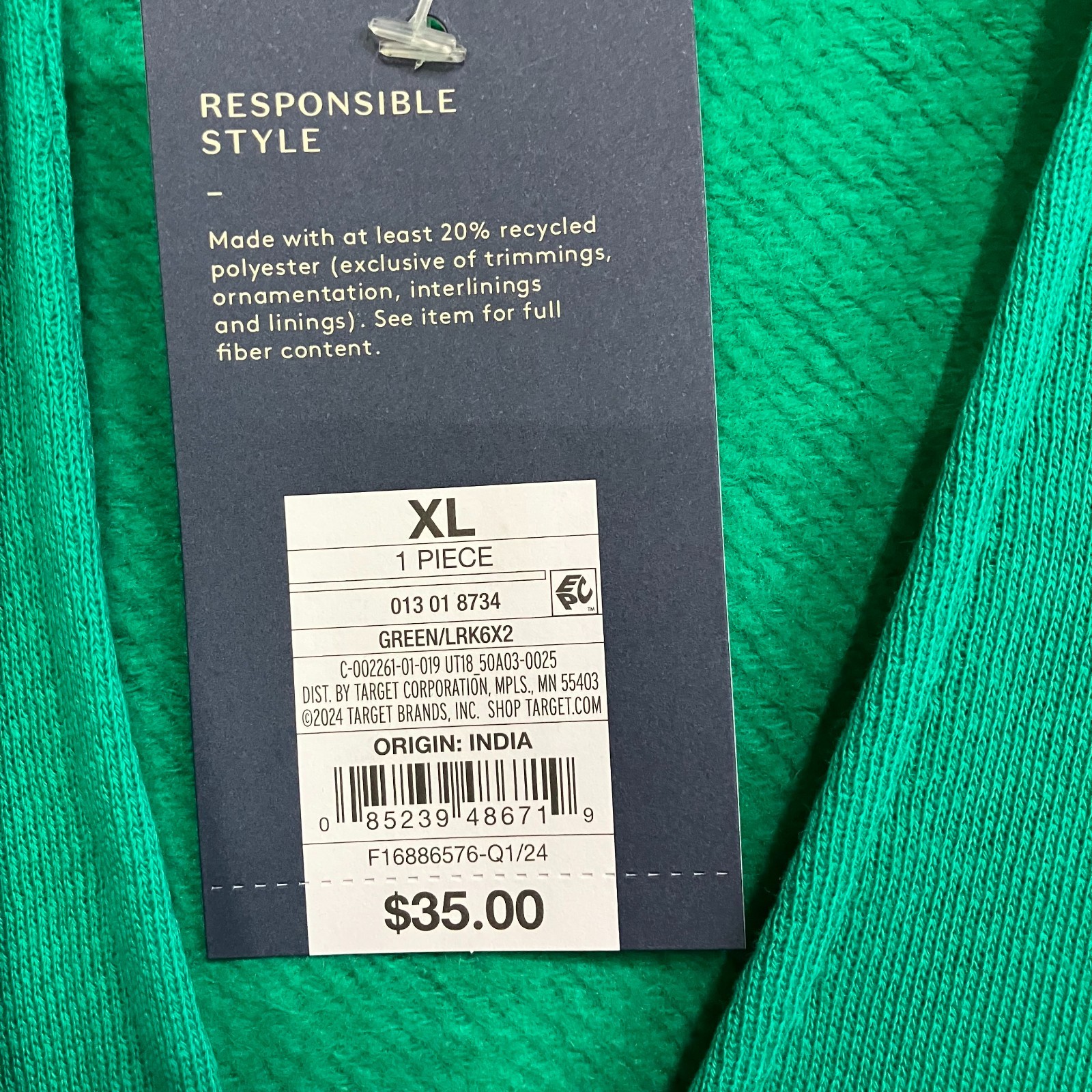 Universal Thread Dress Long Sleeve Mini Fleece Tunic Women’s XL Pockets Green