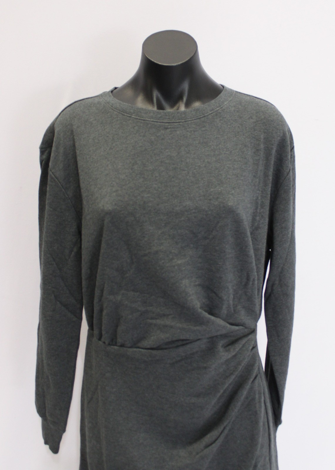Loft Women’s Long Sleeve Terry Side Pleated Mini Dress EJ3 Charcoal Medium