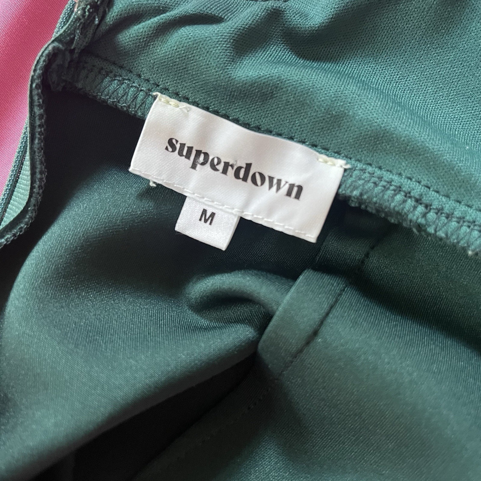 superdown Green Suede V-Neck Strappy Bodycon Mini Dress Zip Adjustable Size M