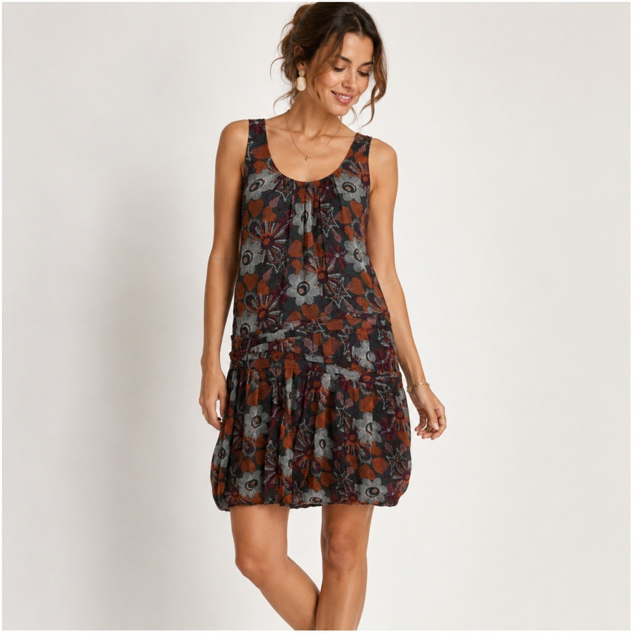 Drop Waist Floral Dress Womens Small Mini Boho Cottagecore Baby Jane Cacharel