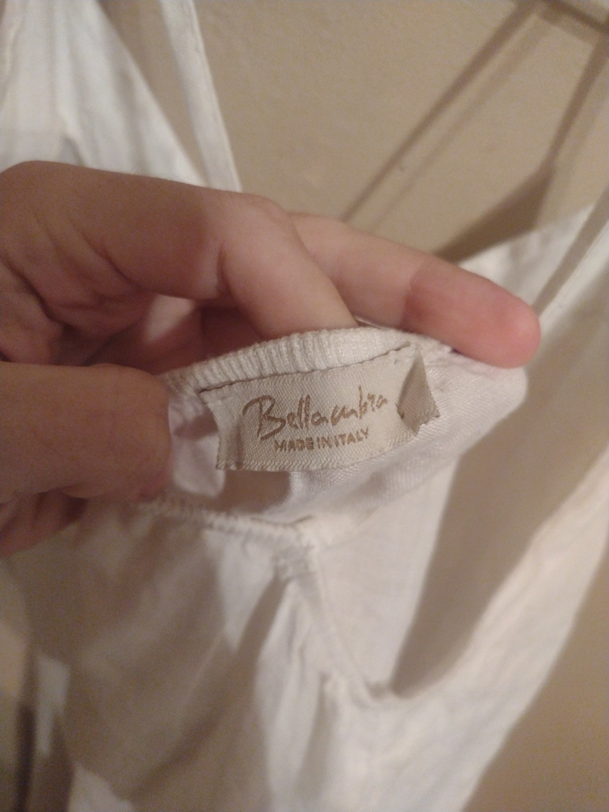 Belambia White Large L Spaghetti Strap Beachy Linen Mini Dress