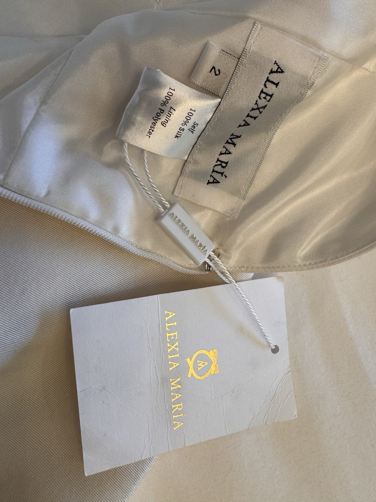 Alexia Maria Ella Silk Faille Mini Dress Cream Size 2 – New w/Tags