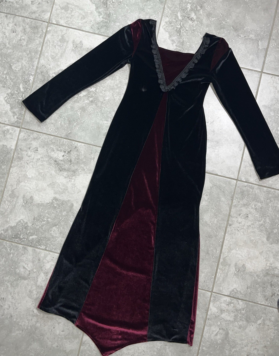 Cykxtees VTG 90S Goth Renaissance Medieval Vampire Velvet Dress Gown M L