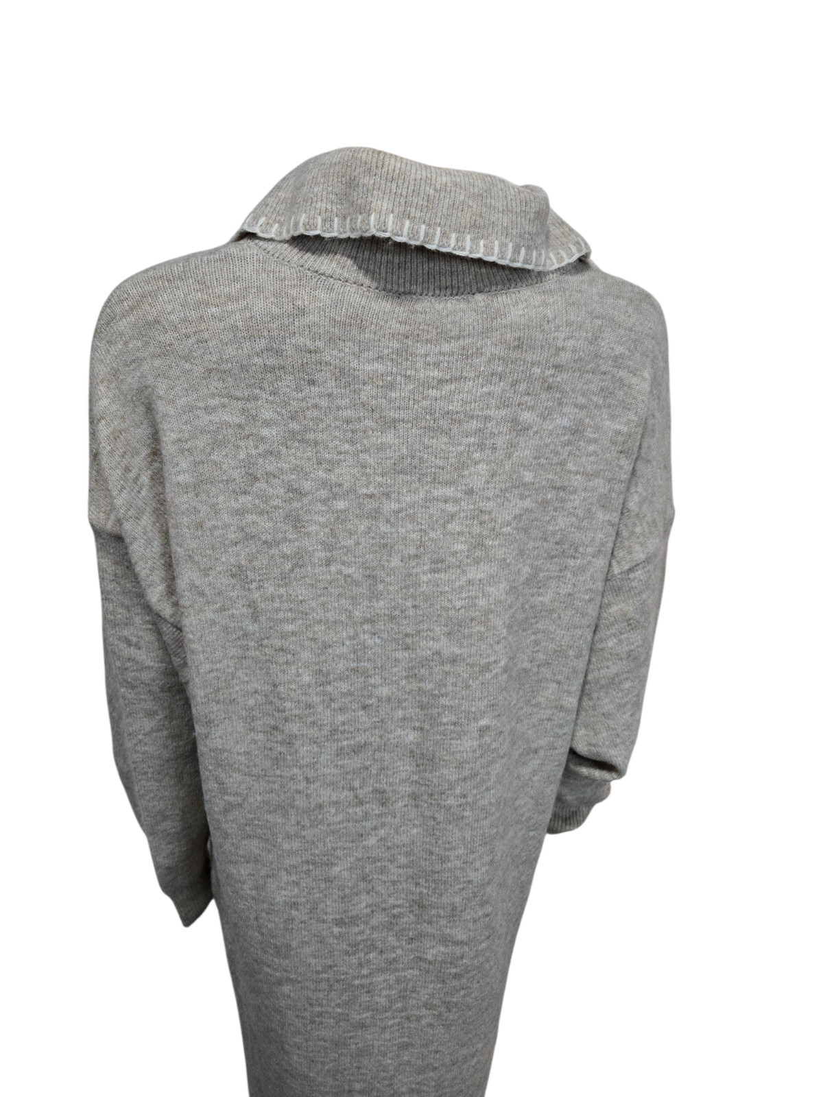1. State large heathered tan long sleeve collared sweater dress