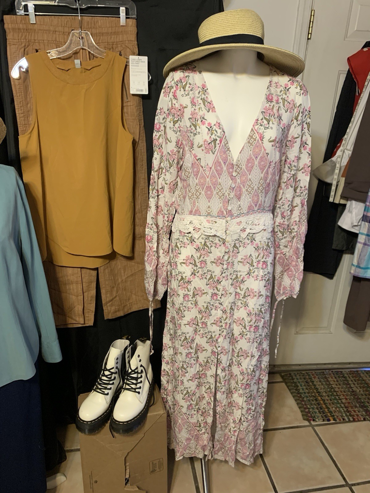 jaase maxi dress M Battenburg Lace Trim Cottagecore Coachella Romantic Boho