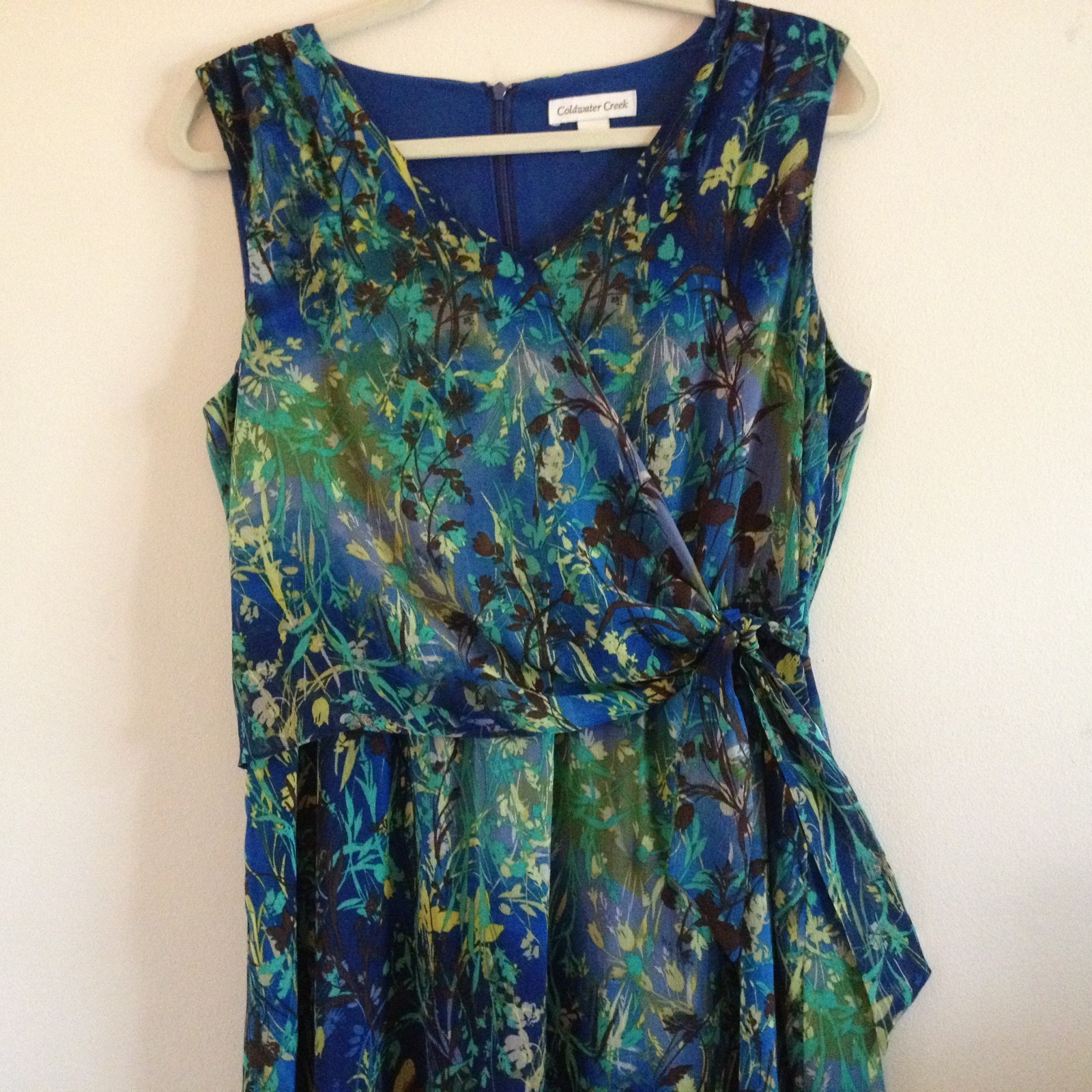 10 – Coldwater Creek Maxi Dress Beautiful Blue Green Floral Print Sleeveless
