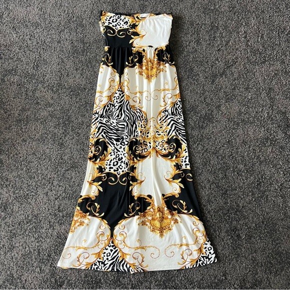 absolutely love it printed strapless maxi dress with pocket May Sale New