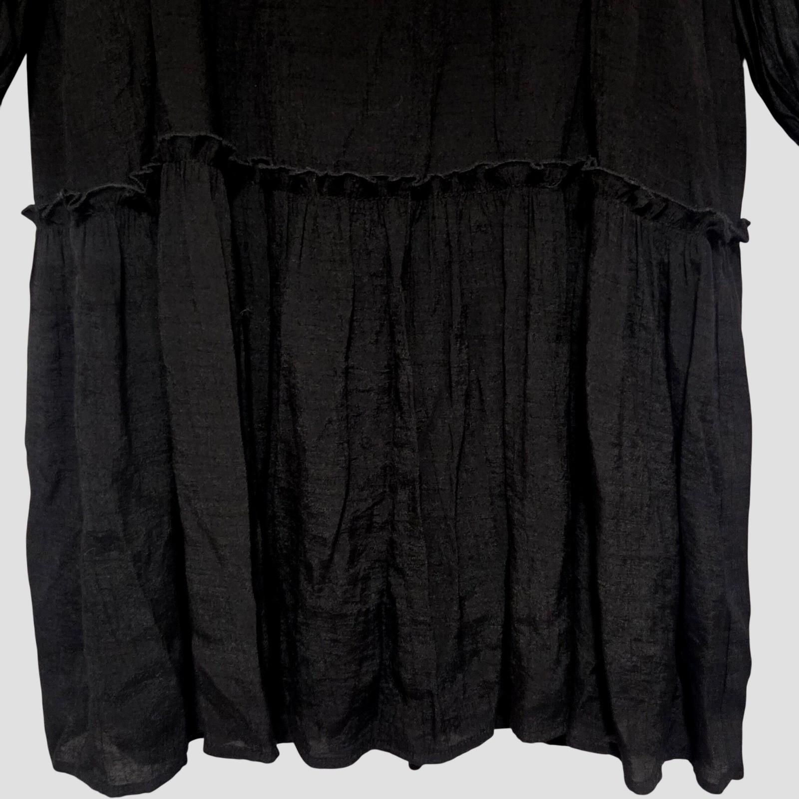 HARPER 241 Black Pleated Ruffle Tiered Dress Women’s Size M