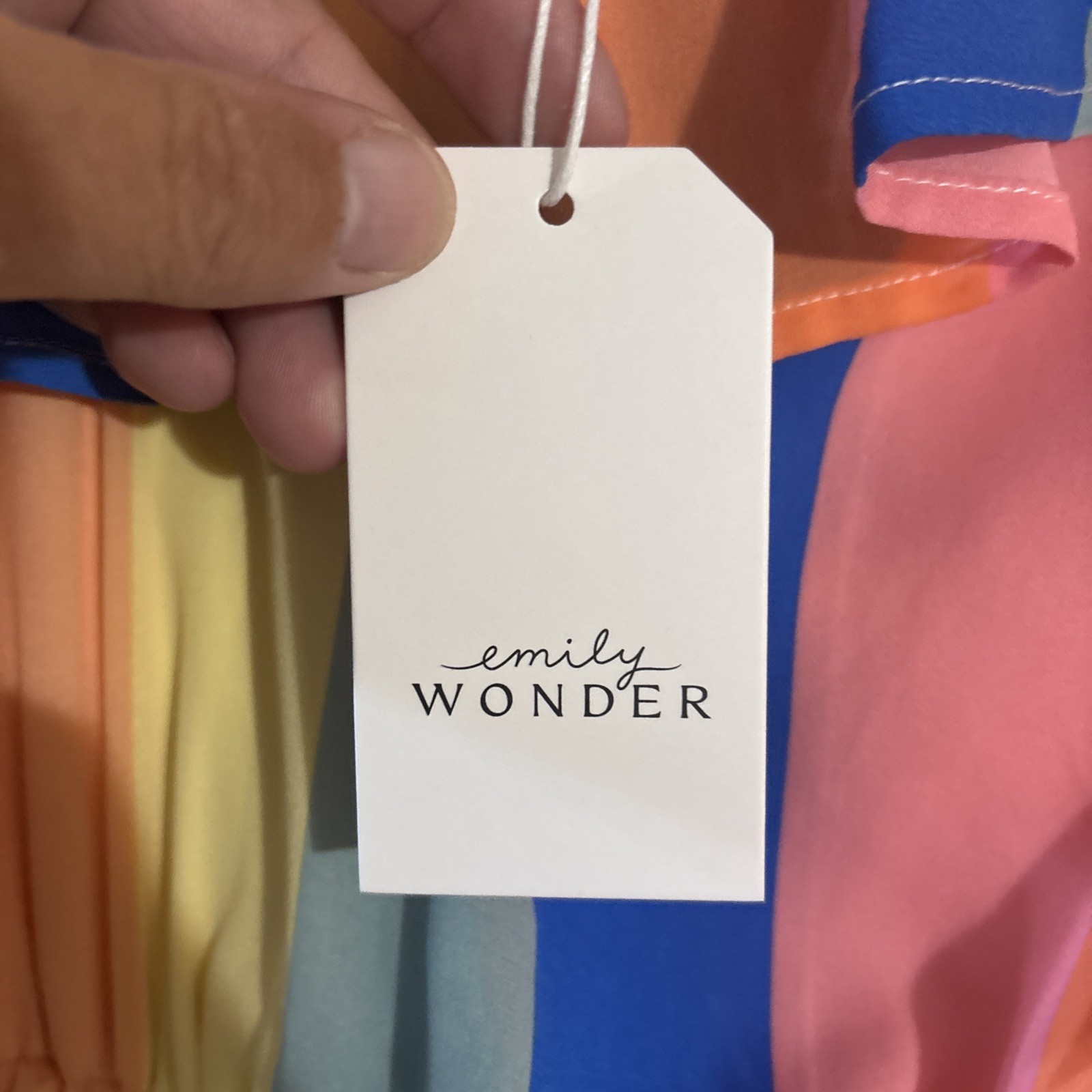 Emily Wonder/Andree Rainbow Colorful Ruffled One Shoulder Striped Dress Sz M