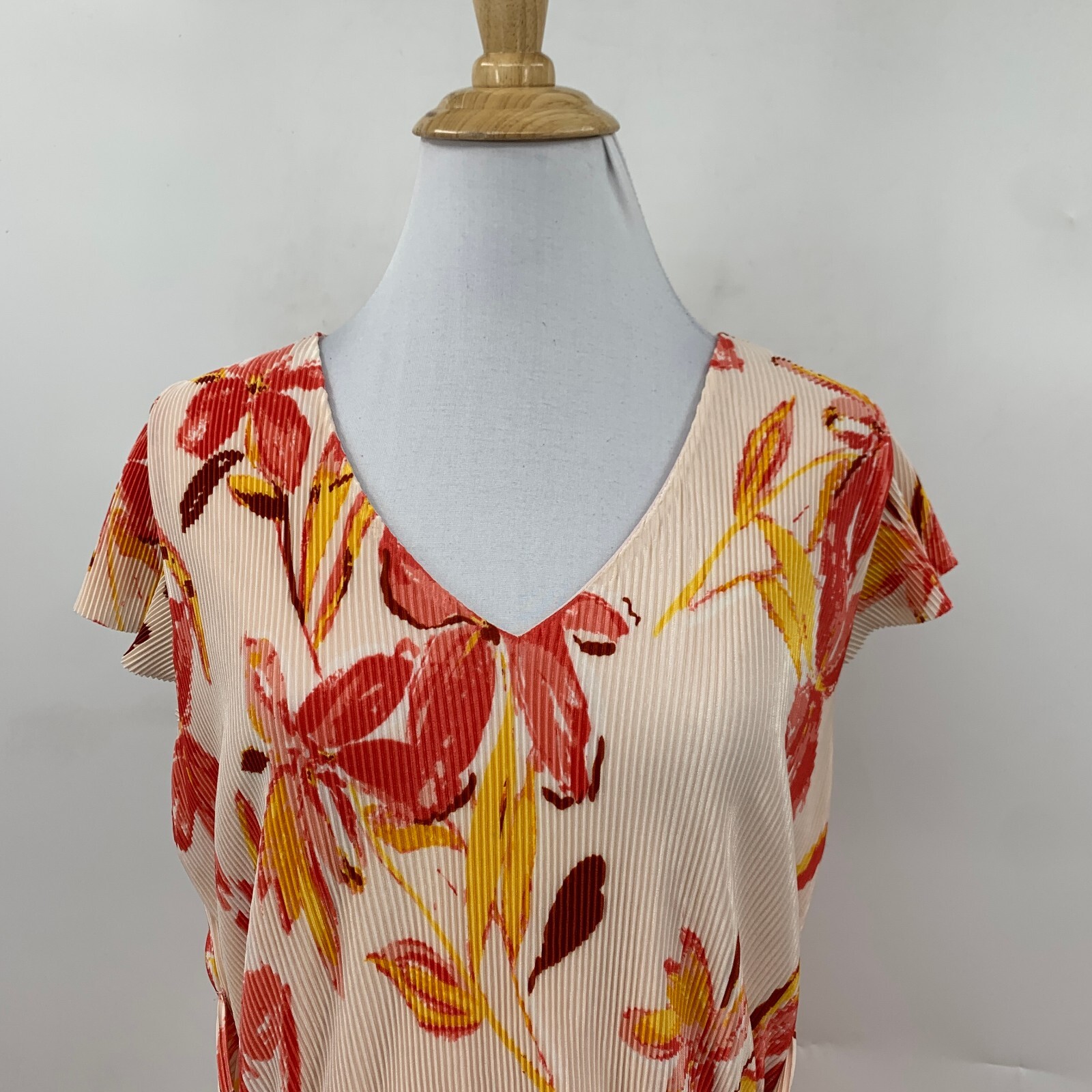 Collective Concepts Knot Dress Womens M Medium Floral Ribbed V Neck Lined