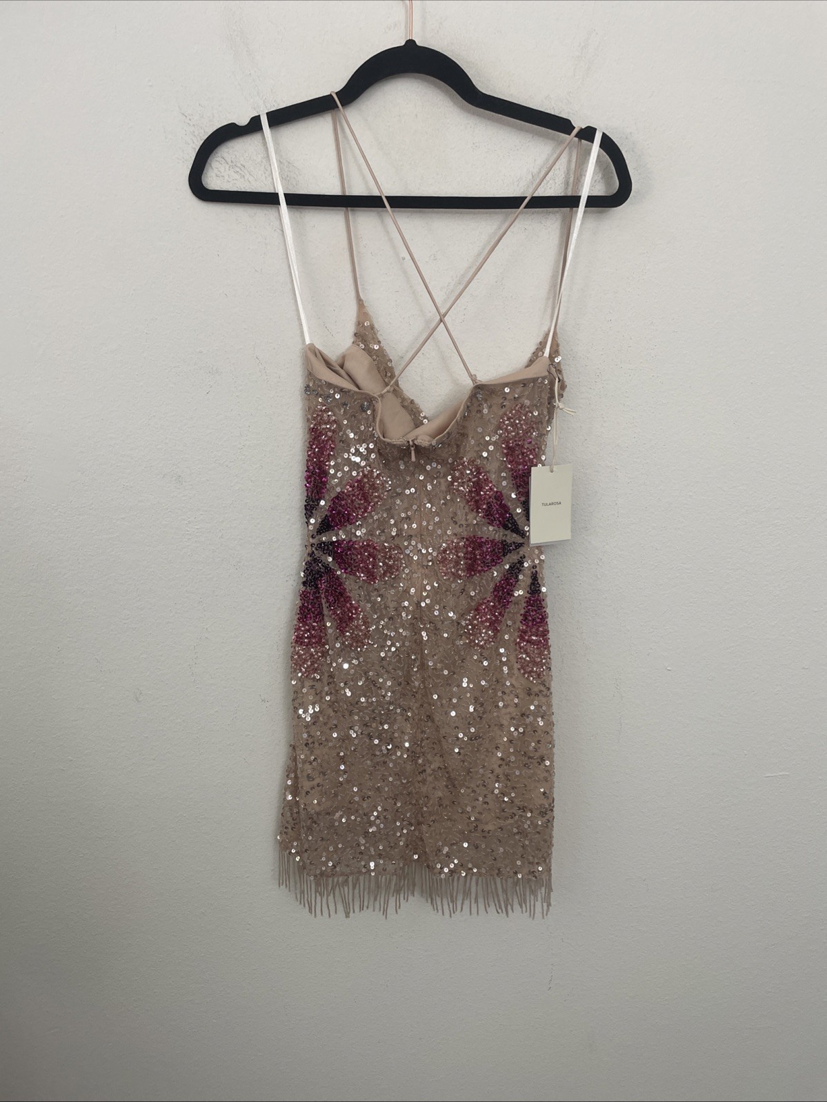 Tularosa Bellini Sequin Embellished Mini Dress Pink Cherry Blossom XS NWT $258