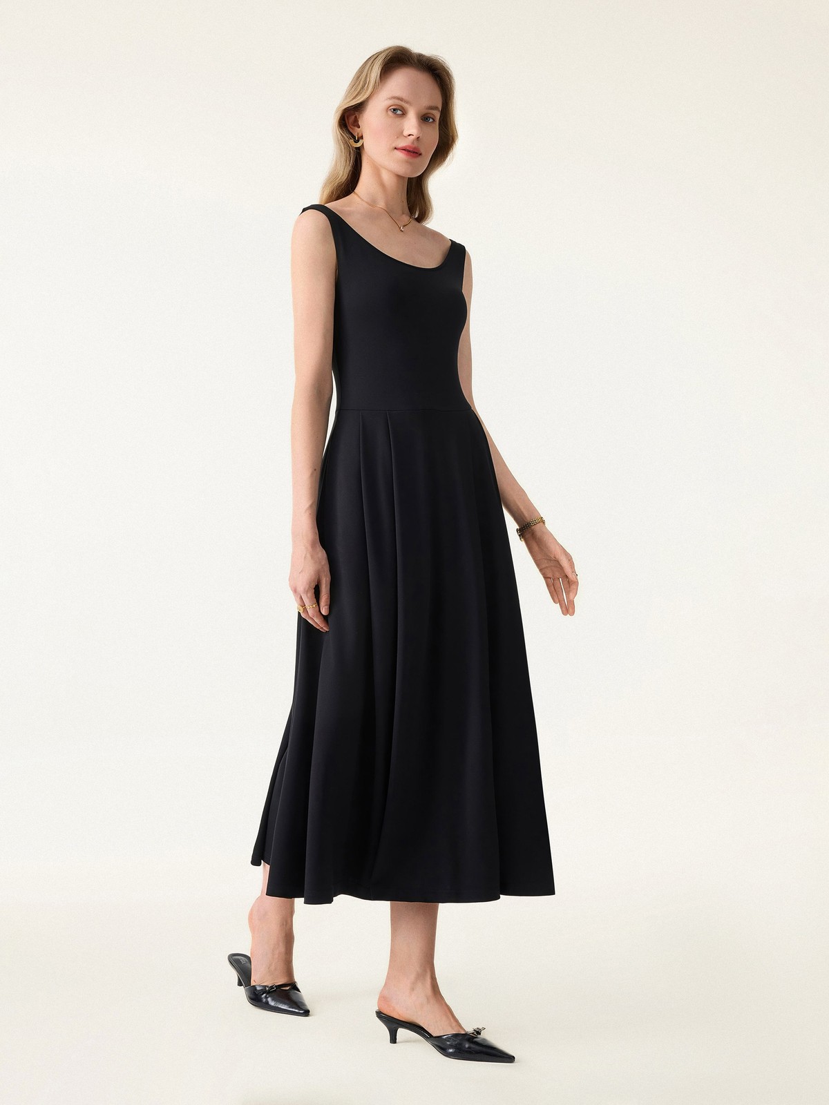 Best Seller OGL Balletic Scoop Neck Midi Bra Dress with Pockets