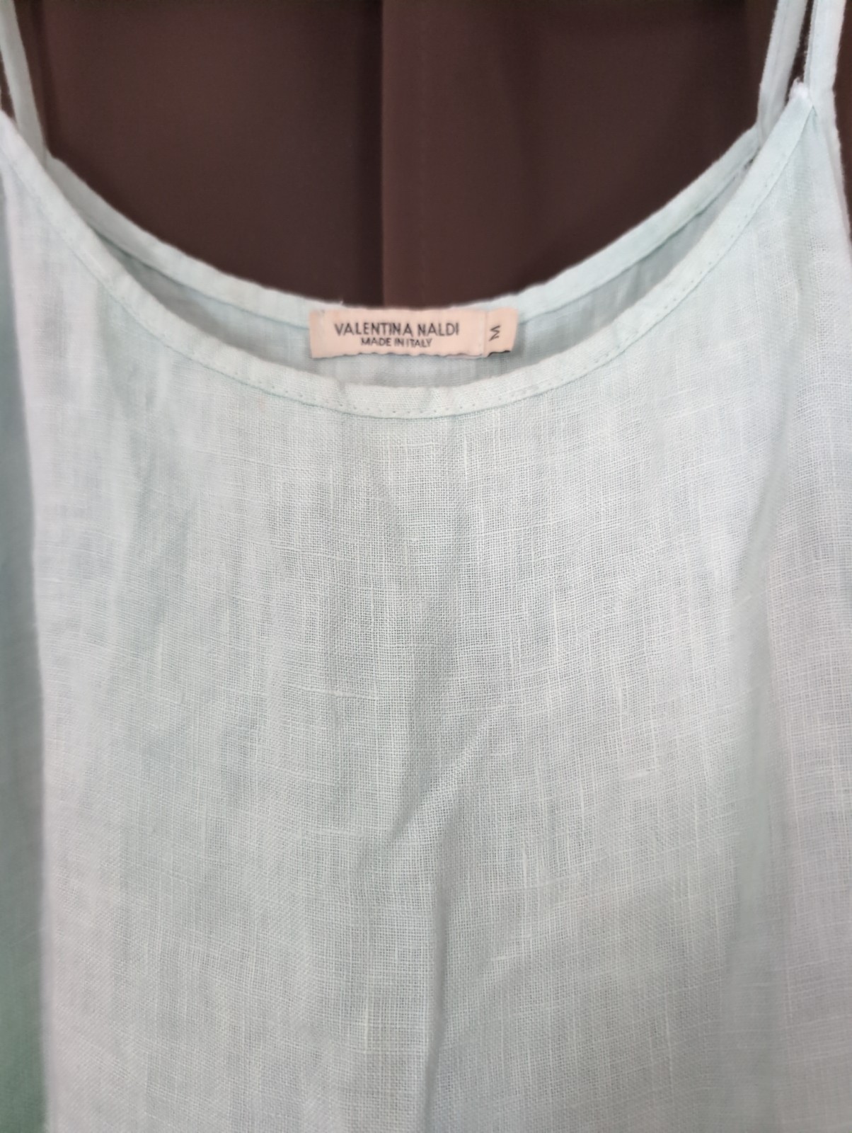Valentina Naldi 100% Linen Tiered Midi Summer Dress Sz M Beach
