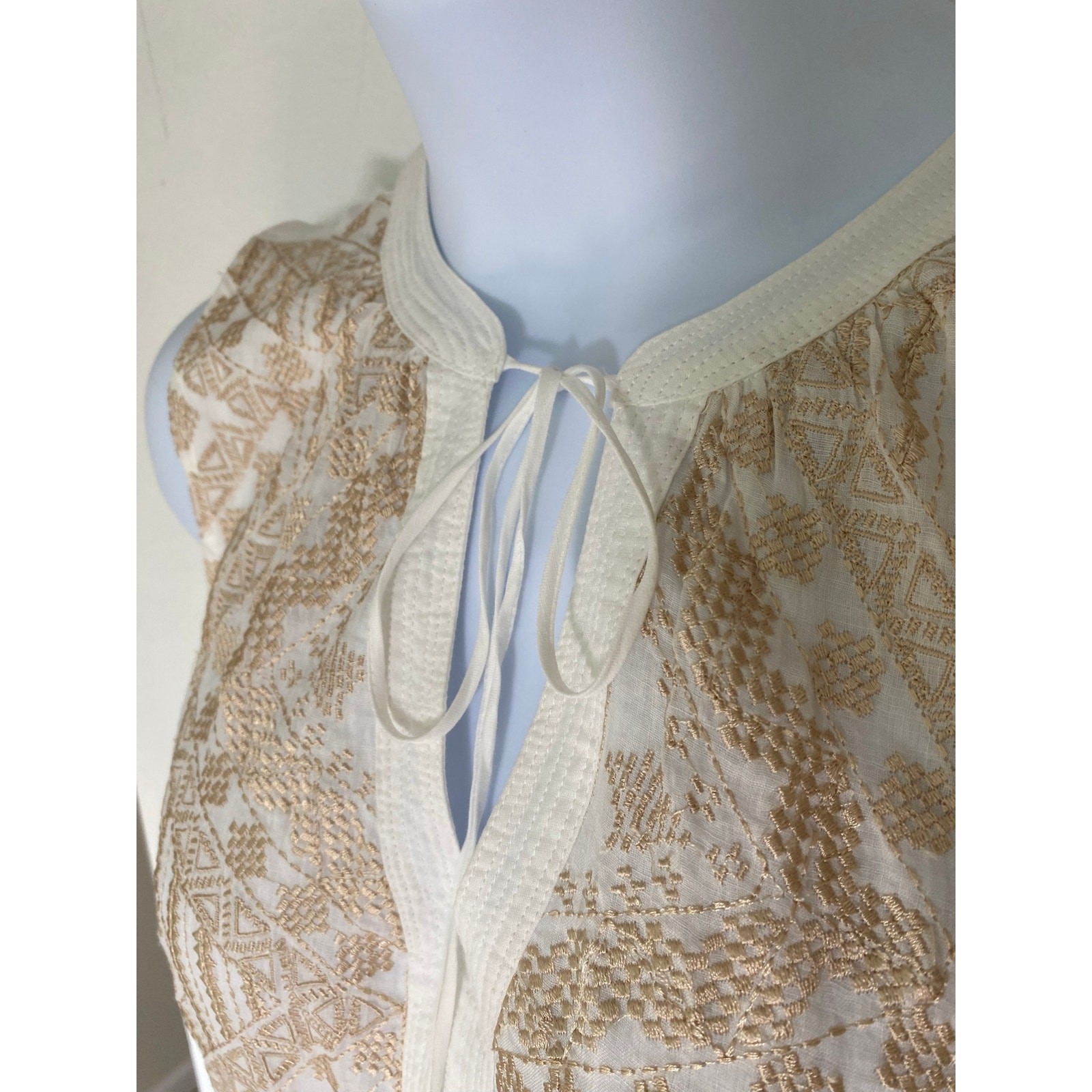 European Summer NWT SUNDANCE Verity Maxi Dress Stitch Tonal Embroidery Size M