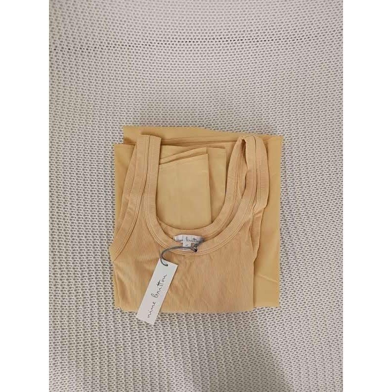 Nine Britton Mustard Yellow Ribbed Mixed Media Maxi Dress NWT Fits S/M