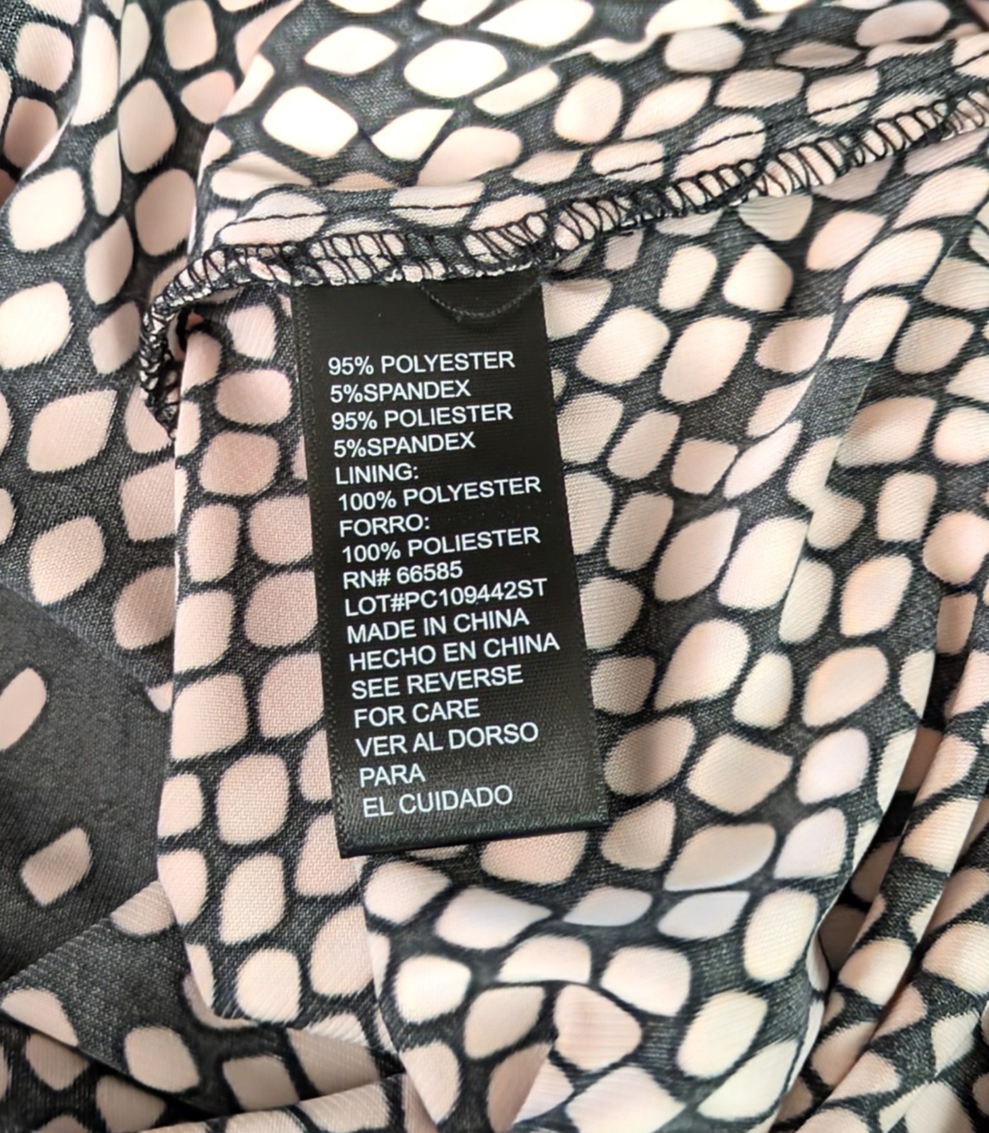 Perceptions New York Dress Womens XL Black and Pink Long Sleeve Stretch Swirl