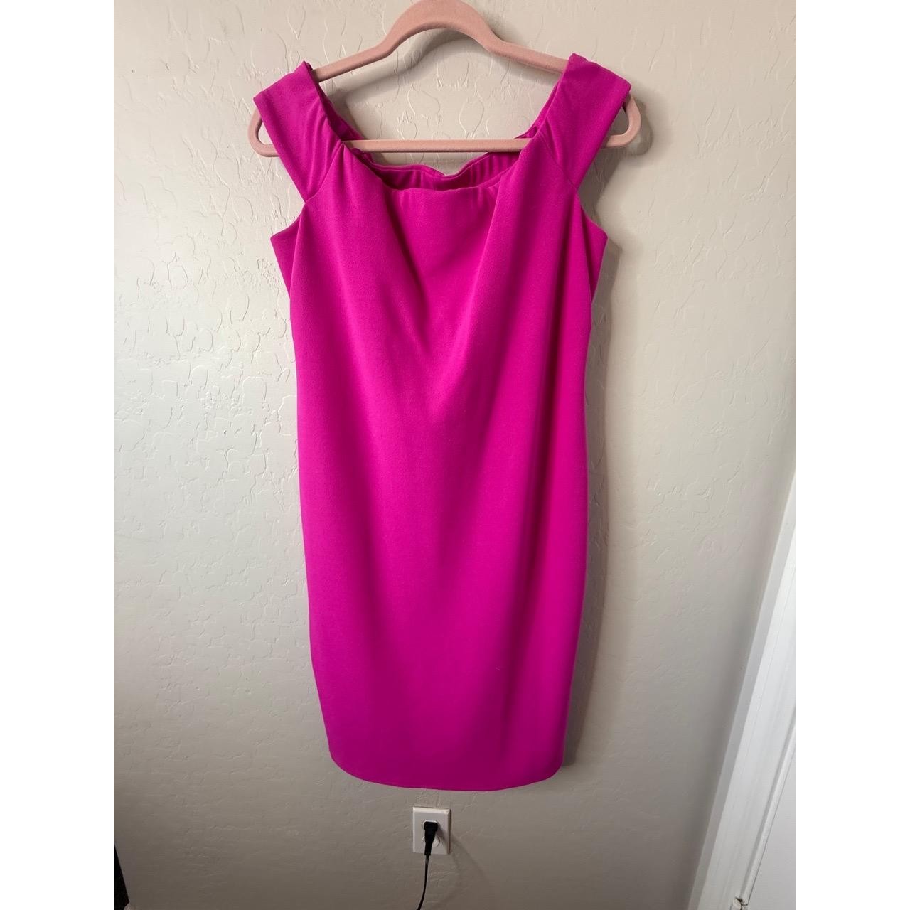 Eliza J Dress Womens 12 Pink Off The Shoulder Sleeveless Fitted Elegant Modern