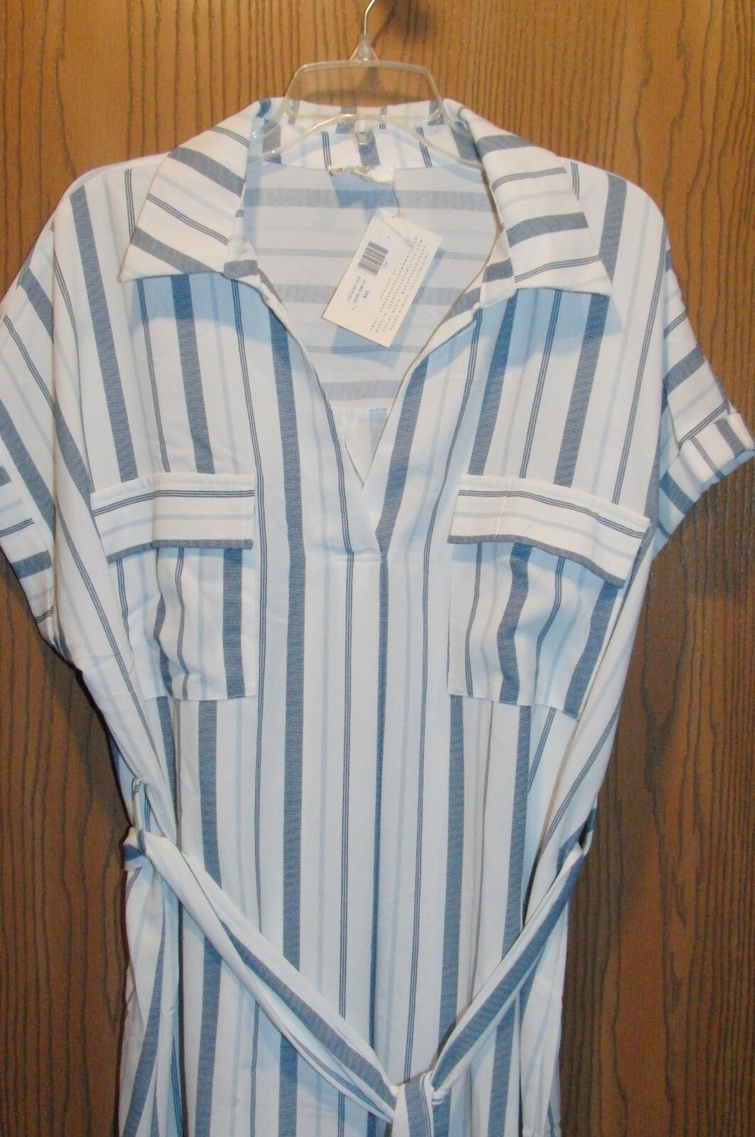 Perch by Blu Pepper Sofia Belted Shirt Striped Polyester Dress 2XL NEW $42