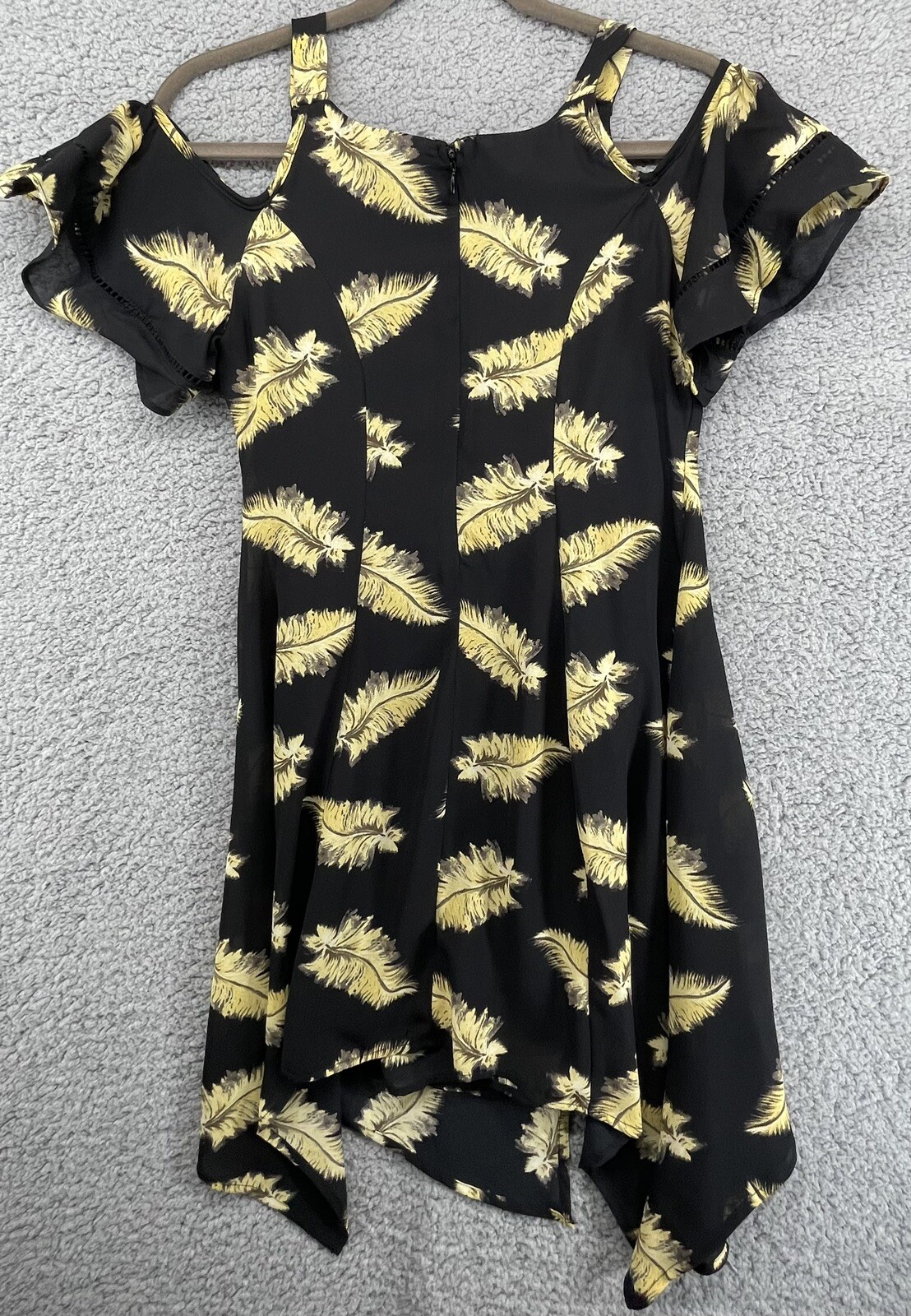 Disney Beauty and the Beast Black Feather Print Dress Size Medium XS NWT Kohls
