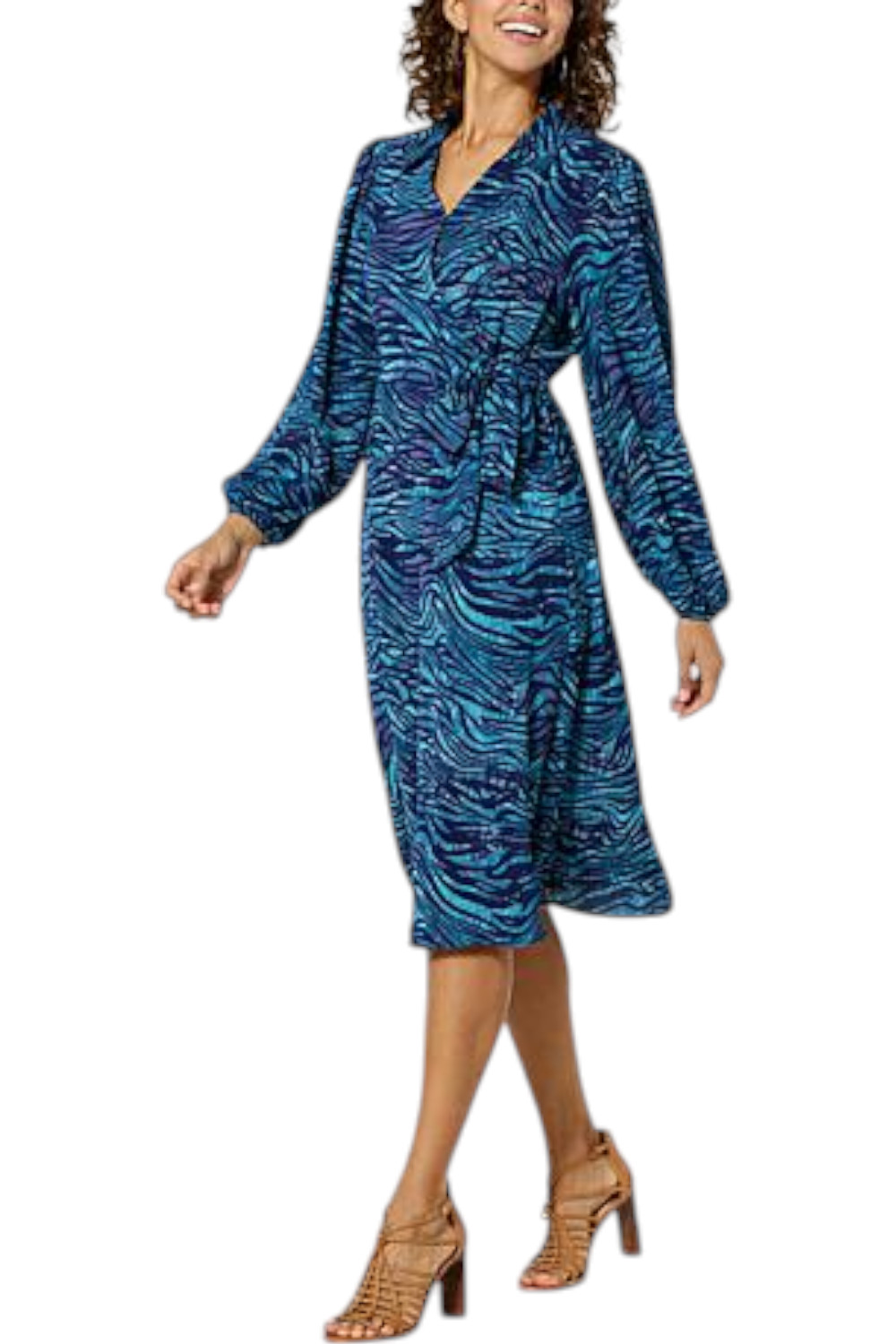 G by Giuliana Women’s Label Woven Crepe Wrap Dress Blue