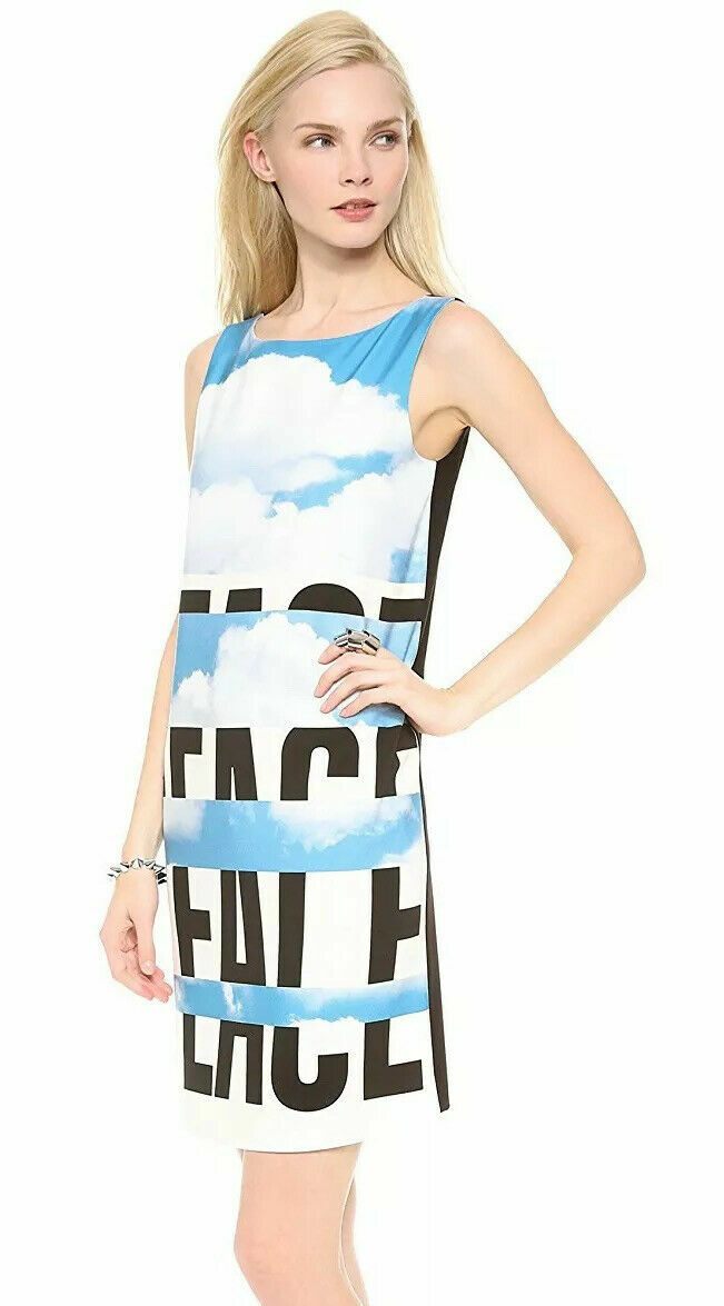 Moschino Cheap Chic Sky Blue Cloud Peace Italian Dress USA Sz 4 Small S $495