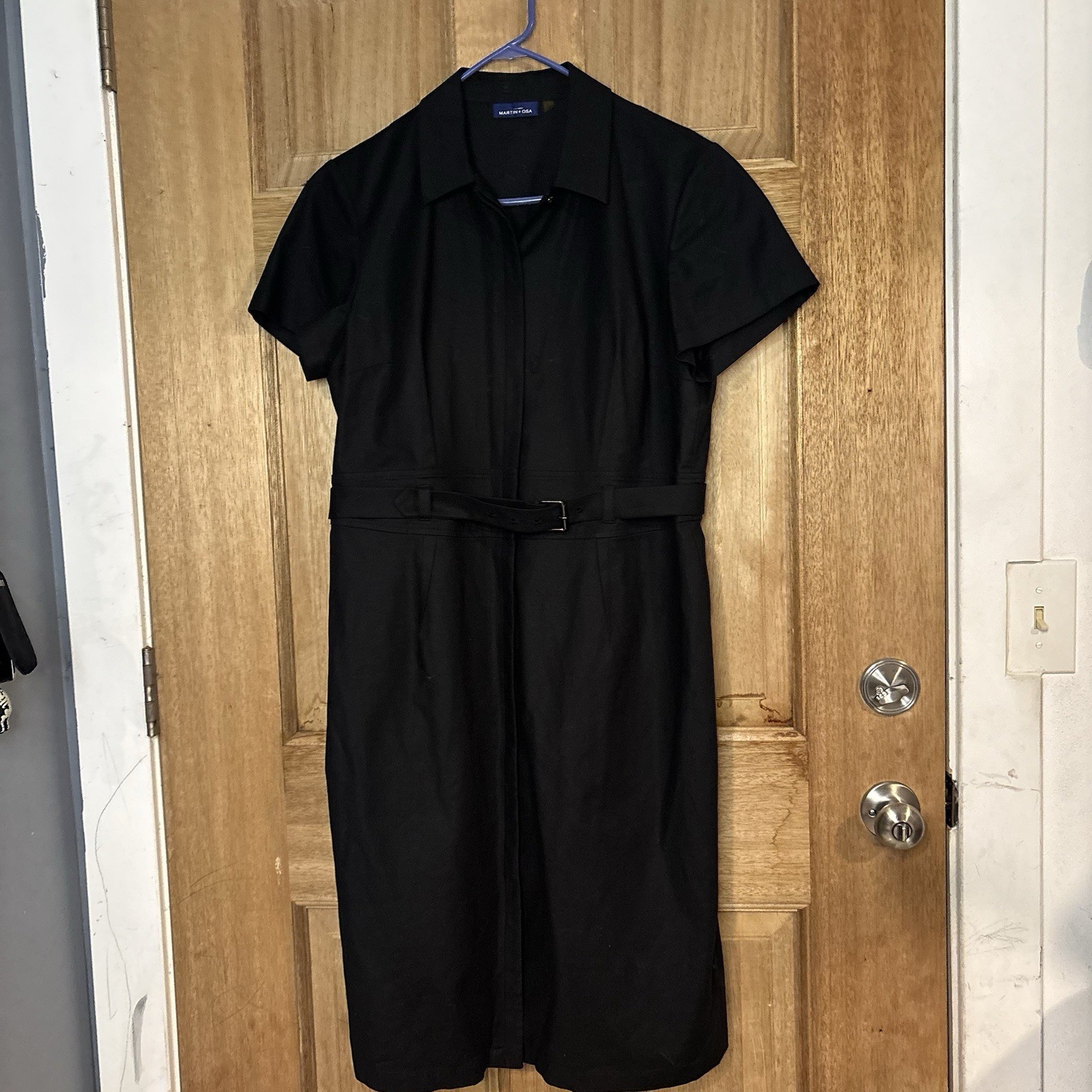 Martin + Osa Black Midi Dress with Belt size 16
