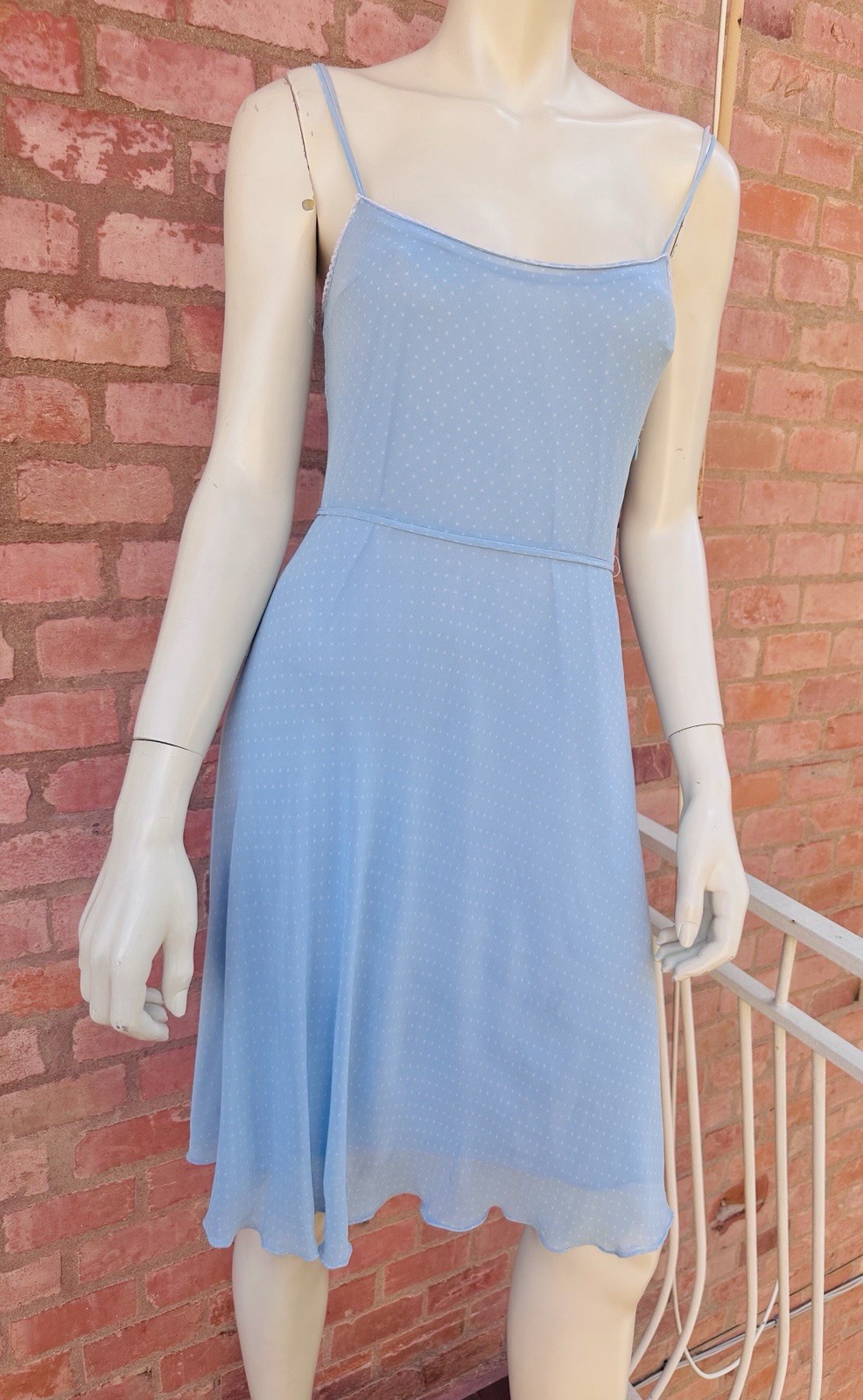 Vintage 2000s BluGirl Blumarine Blue Polka Dot Rayon Slip Dress I40 Y2K Gem💎