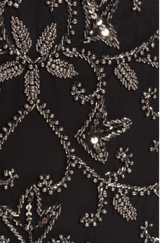 Pisarro Knights Beaded Mesh Column Gown New Size 8 Black / Merc