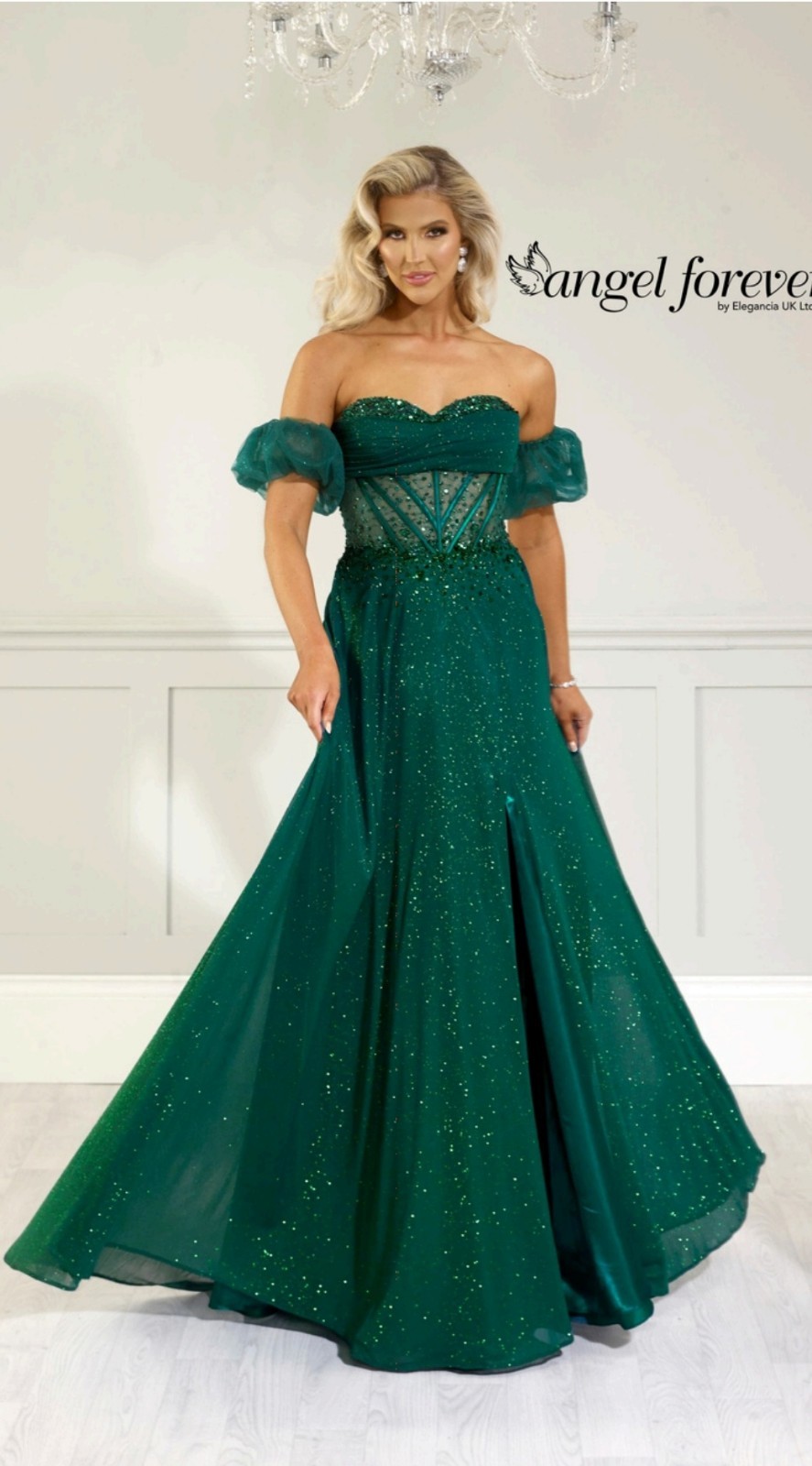 Angel Forever AF4644 Size 18 Forest Green Long Evening Dress Prom NWT