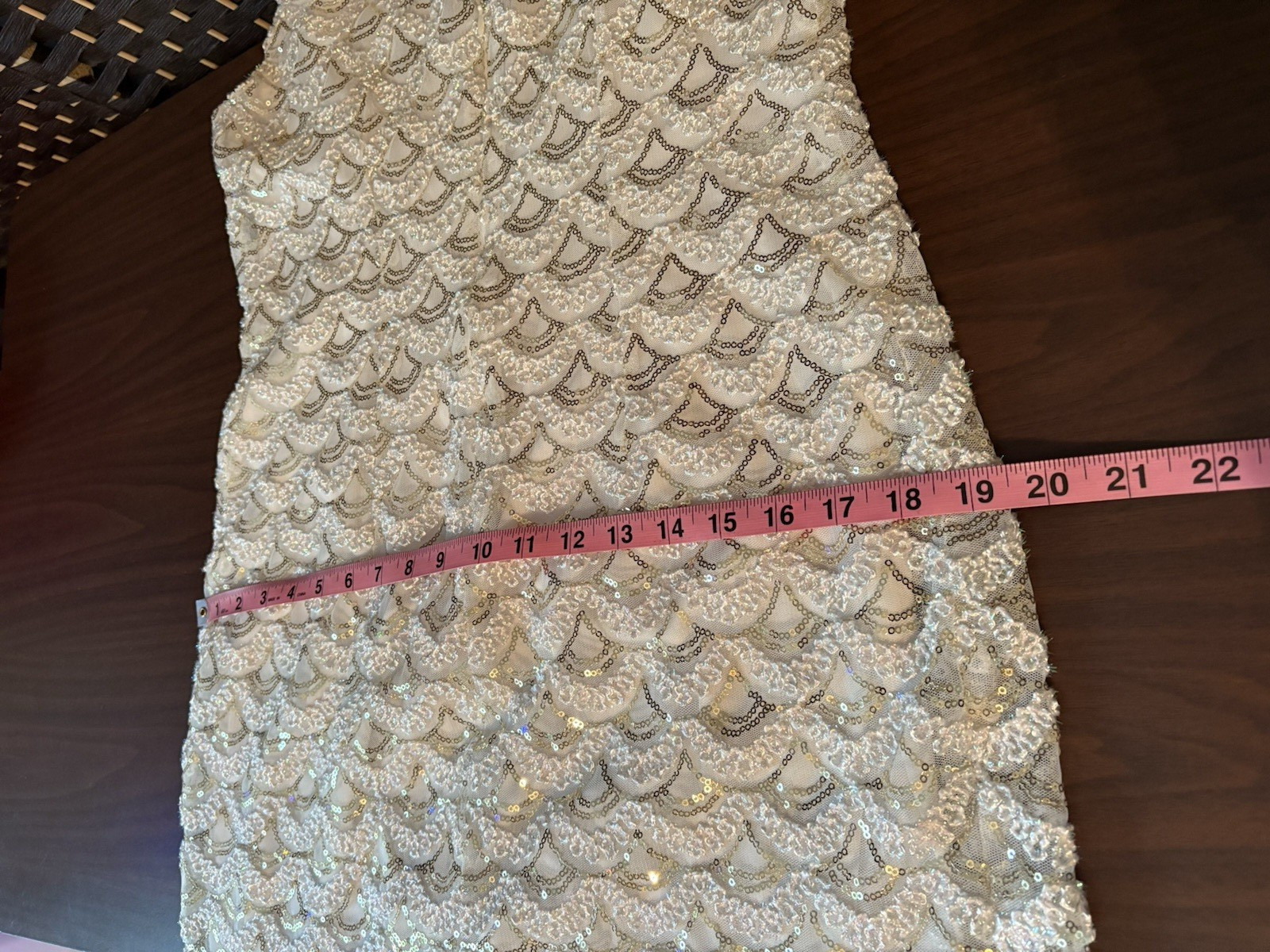 SD Collection Sequin Stretch Cocktail Dress Size M Ivory Gold Sexy Cruise Club
