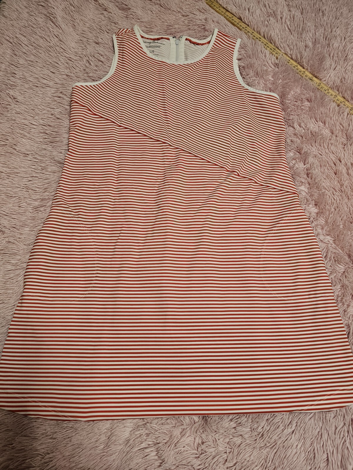 Tommy Bahama Women’s Size Large RED White Sleeveless IslandZone Dress W/Pockets