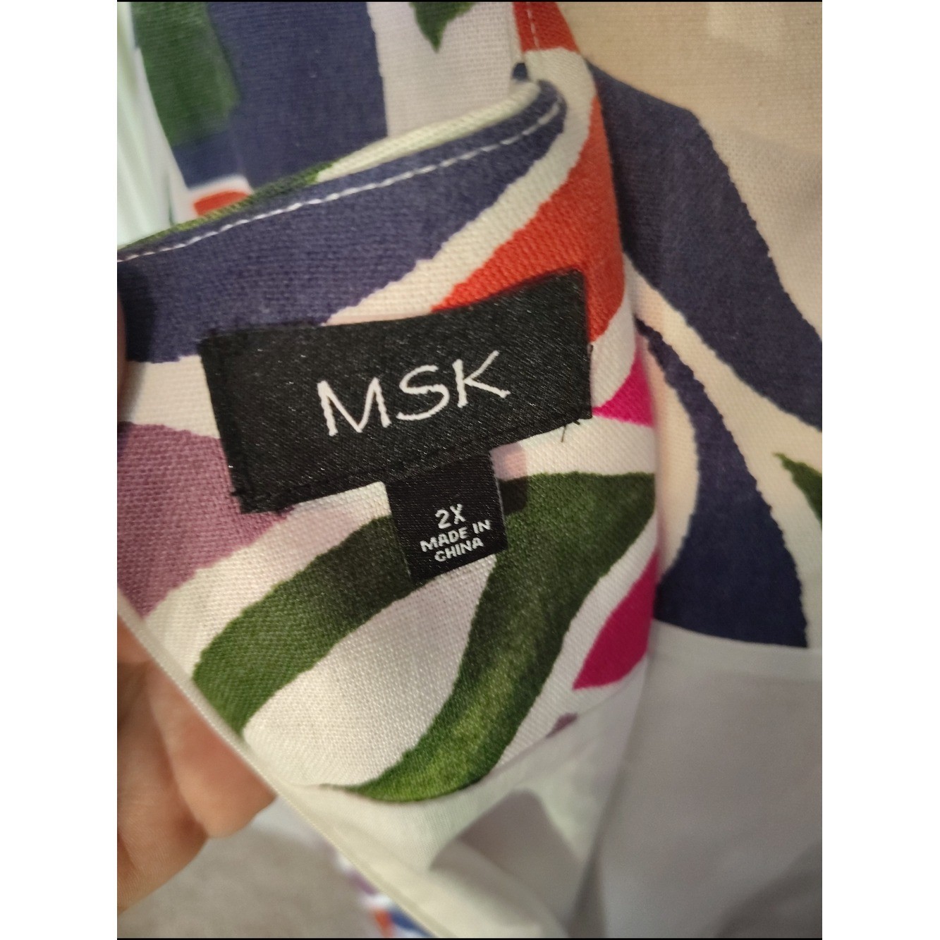 Colorful Abstract Leaf Print Sleeveless Sundress