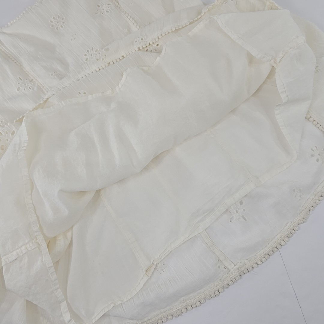 AERIE White Eyelet Embroidered Tiered Sundress SZ M Cotton Lace Trim Boho Summer