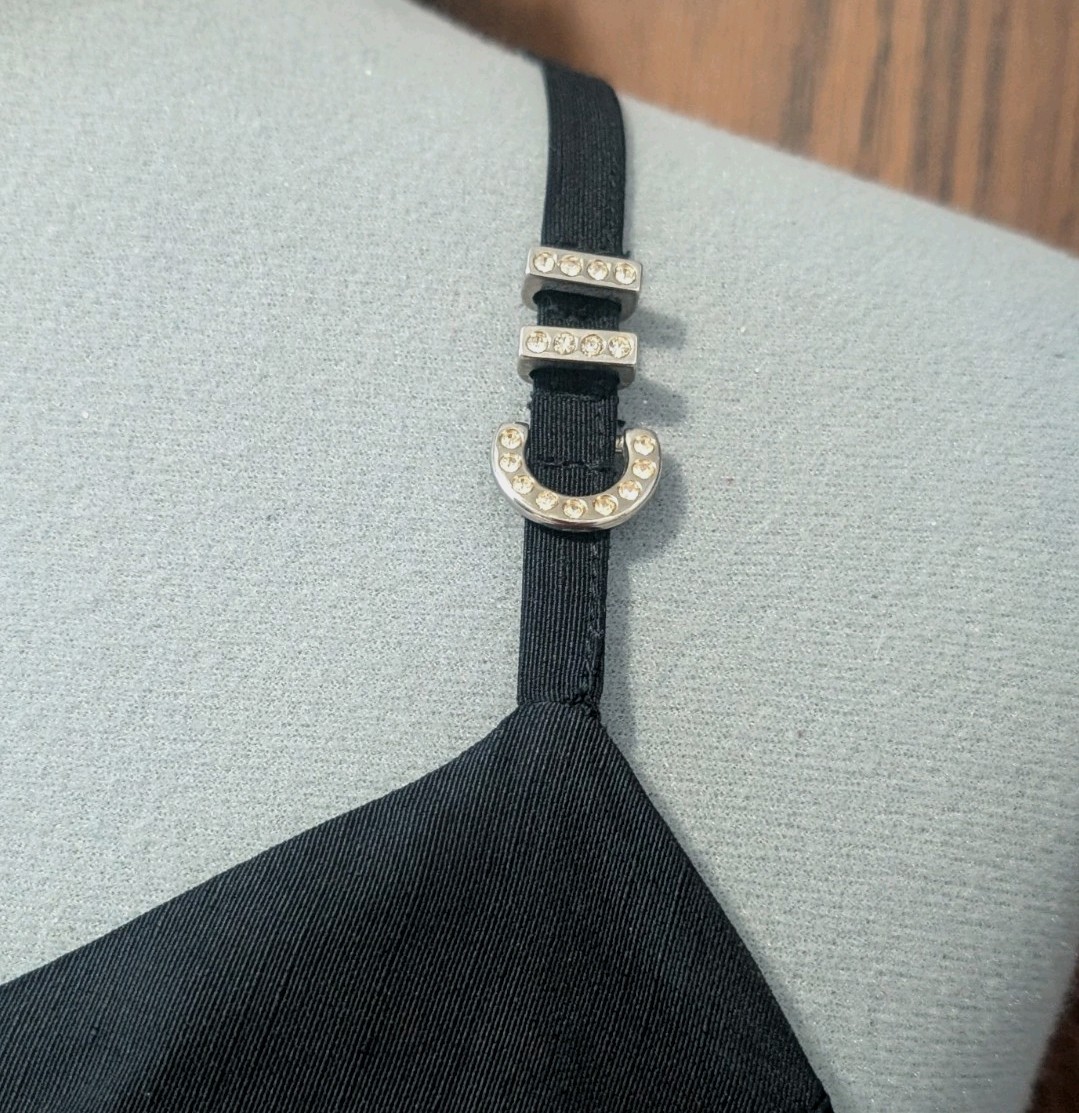 Versace Jeans Couture Rhinestone Buckle Detail Spaghetti Strap Mini Dress LBD