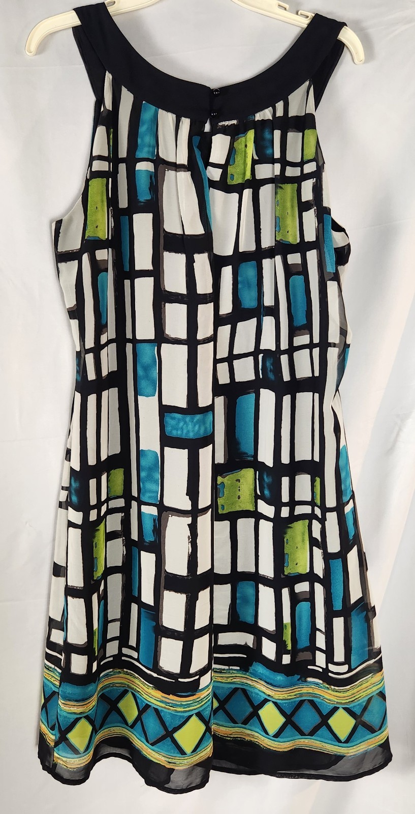 Fashion Bug Geometric Chiffon Indie/Y2K/2000s Scoop Neck Shift Dress 16