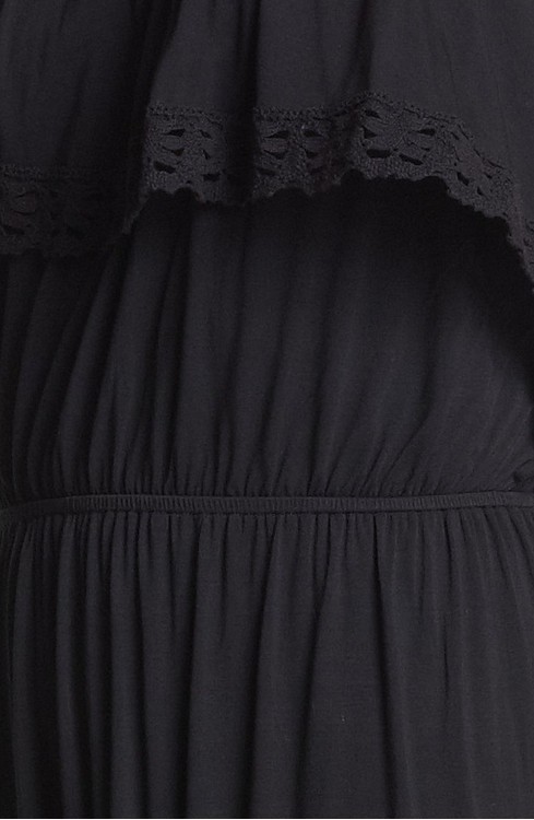 FELICITY & COCO RUFFELED STRAPLESS MAXI BLACK DRESS sz S