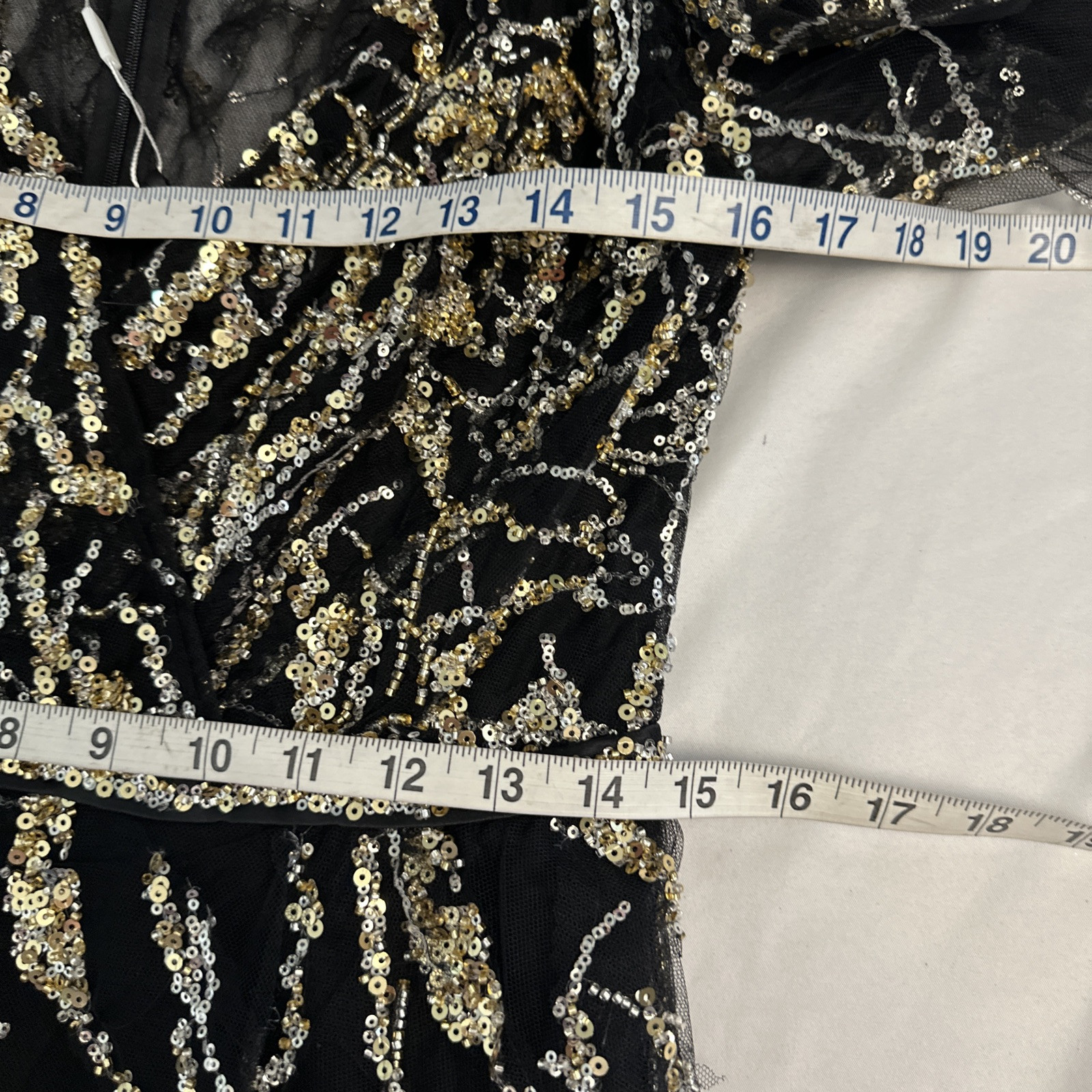 NWT Mac Duggal [ 8 ] 20428 Embellished Gathered Puff Sleeve Wrap Gown Blac J1484