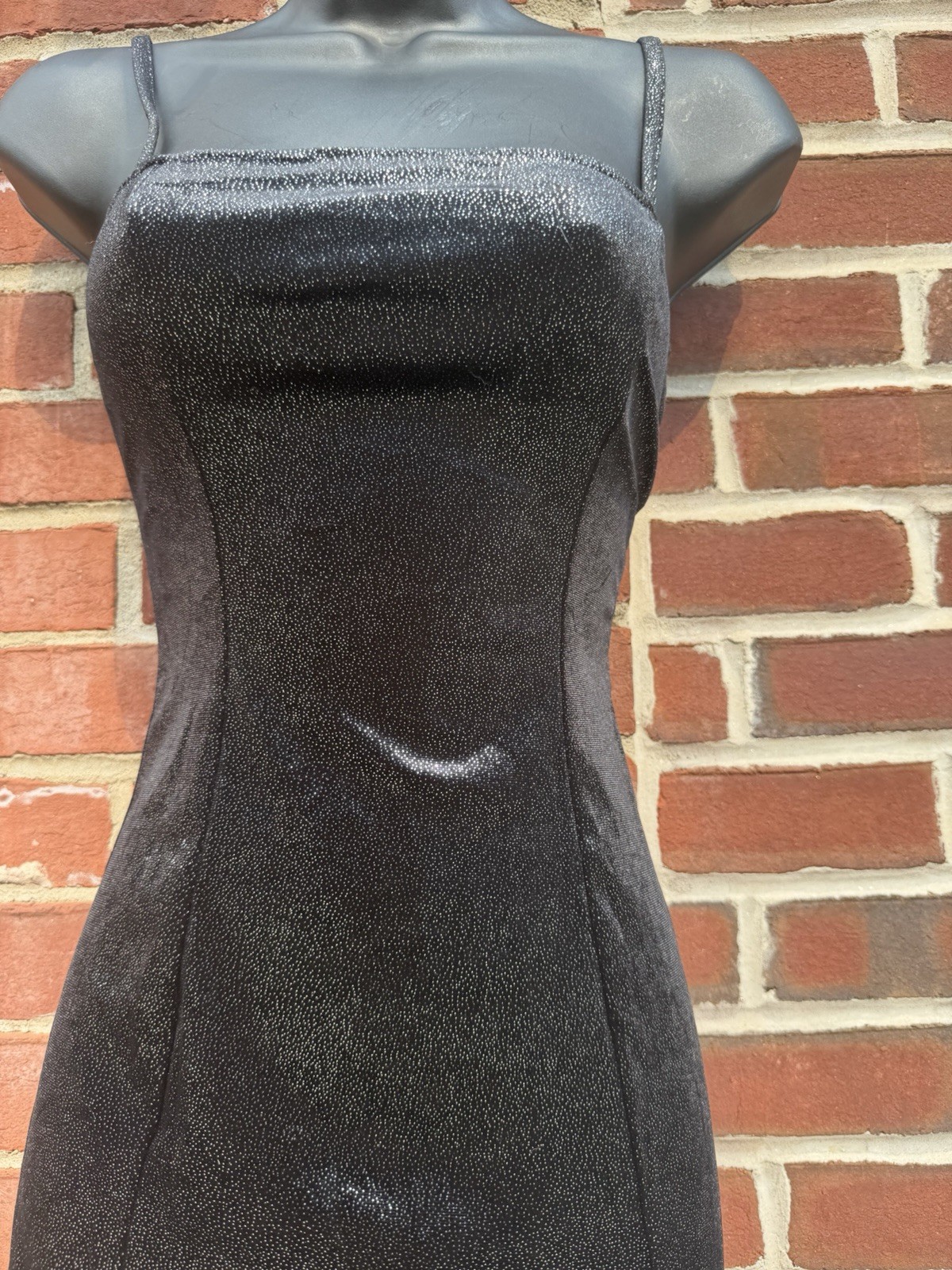 H&M Women’s Black Solid Square Neck Strappy Sleeveless Bodycon Midi Dress XS