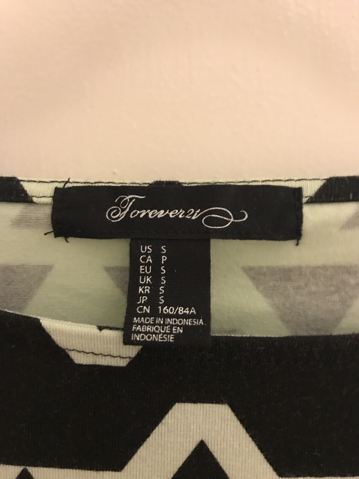 Forever 21 Mint Green & Black Geometric Aztec Pattern Bodycon Cotton Dress Small
