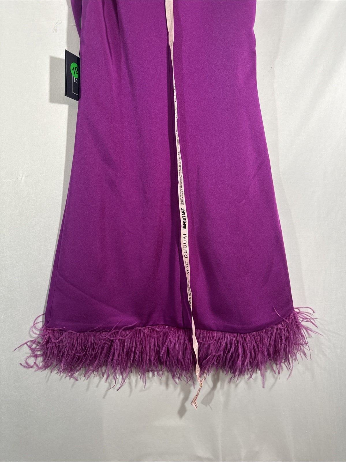 NWT IEENA Mac Duggal [ 2 ] 55805 Feathered Hem High Neck Trapeze Dress #U1531
