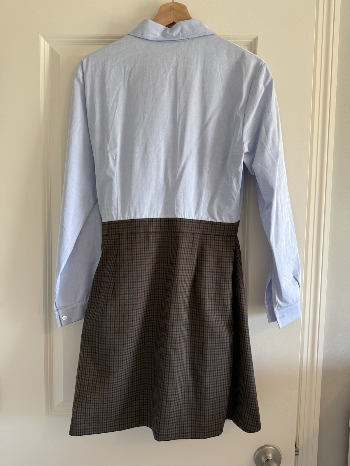 Sandro Cotton-Poplin And Twisted Checked Twill Mini Dress EU 38 US 6 NWT