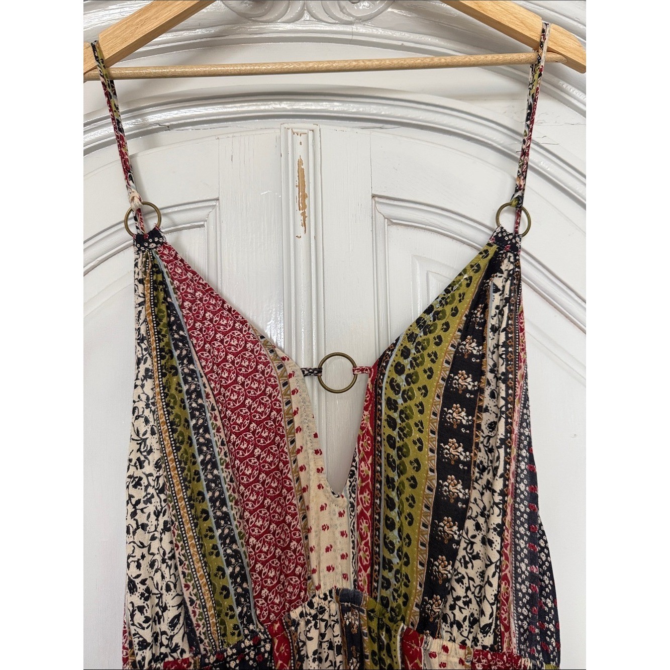 Boho Patchwork Print Maxi Dress | Strappy Summer Dress | Festival & Vacation Sty