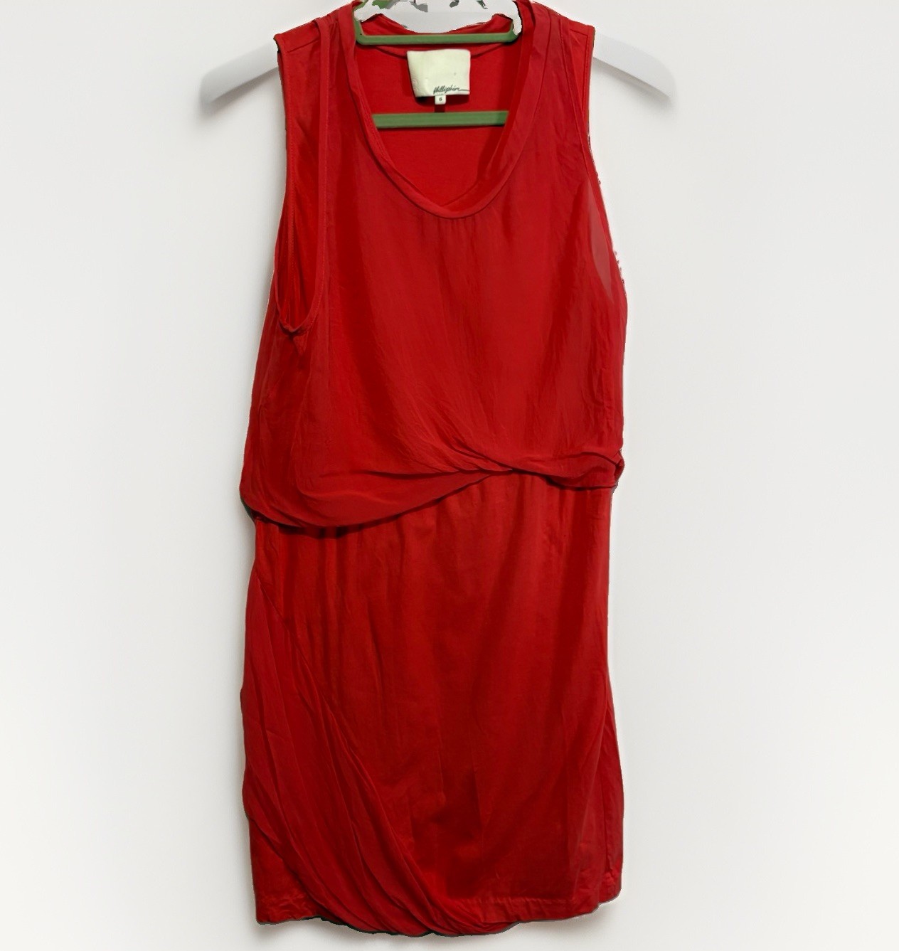 3.1 Phillip Lim Womens Silk Sleeveless Solid Knee Length Tank Dress Orange Sz 6