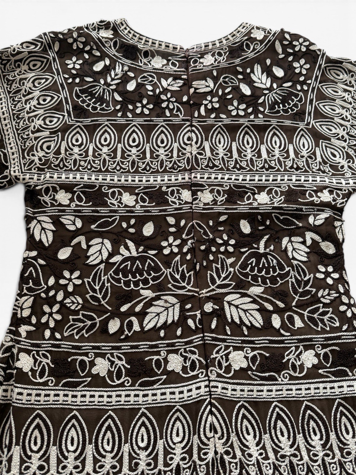 Archival 2004 Naeem Khan Fully Embroidered Silk Shift Dress Circa 2004