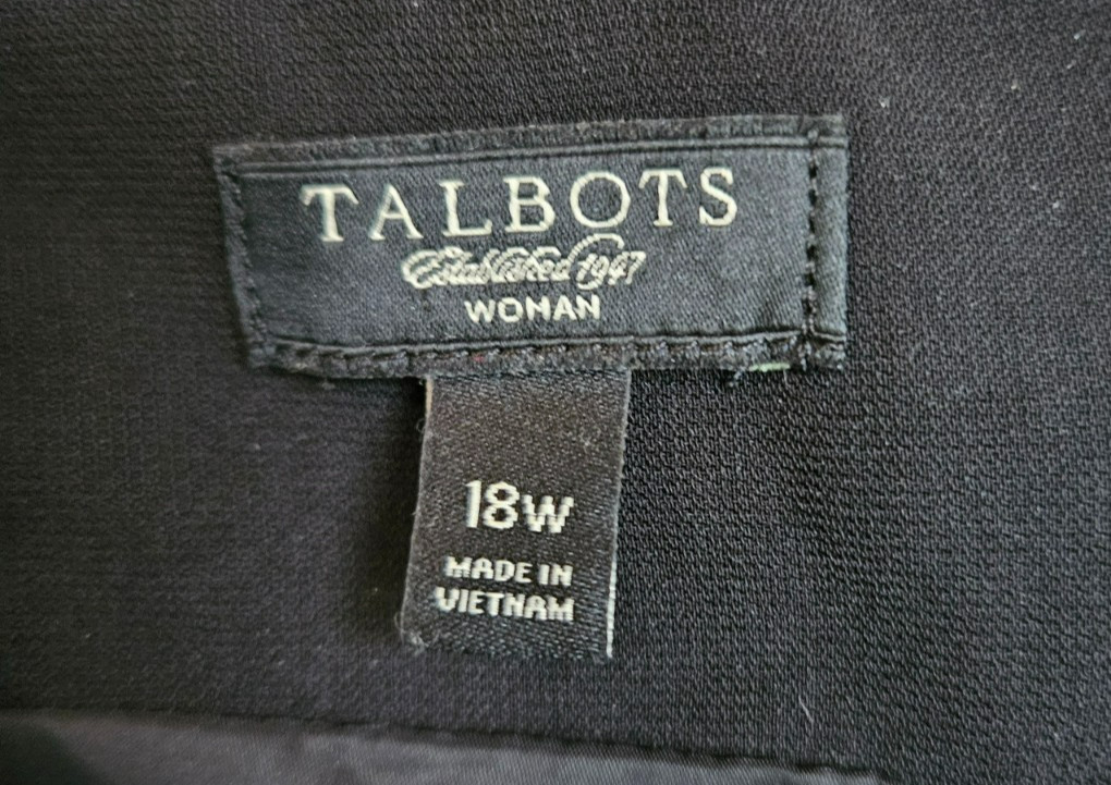 TALBOTS WOMENS SHIFT DRESS LINED SLEEVLESS KNEE LENGTH BLACK SIZE 18W # 4900