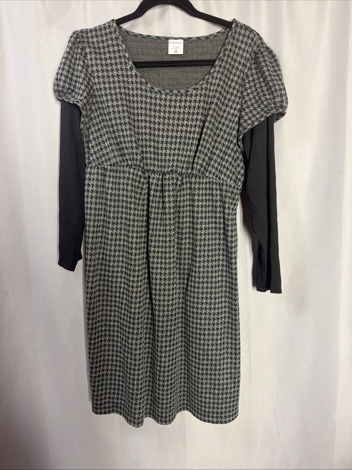 Motherhood Maternity Gray Black Stars Midi Dress Long Sleeve Goth Dark XL
