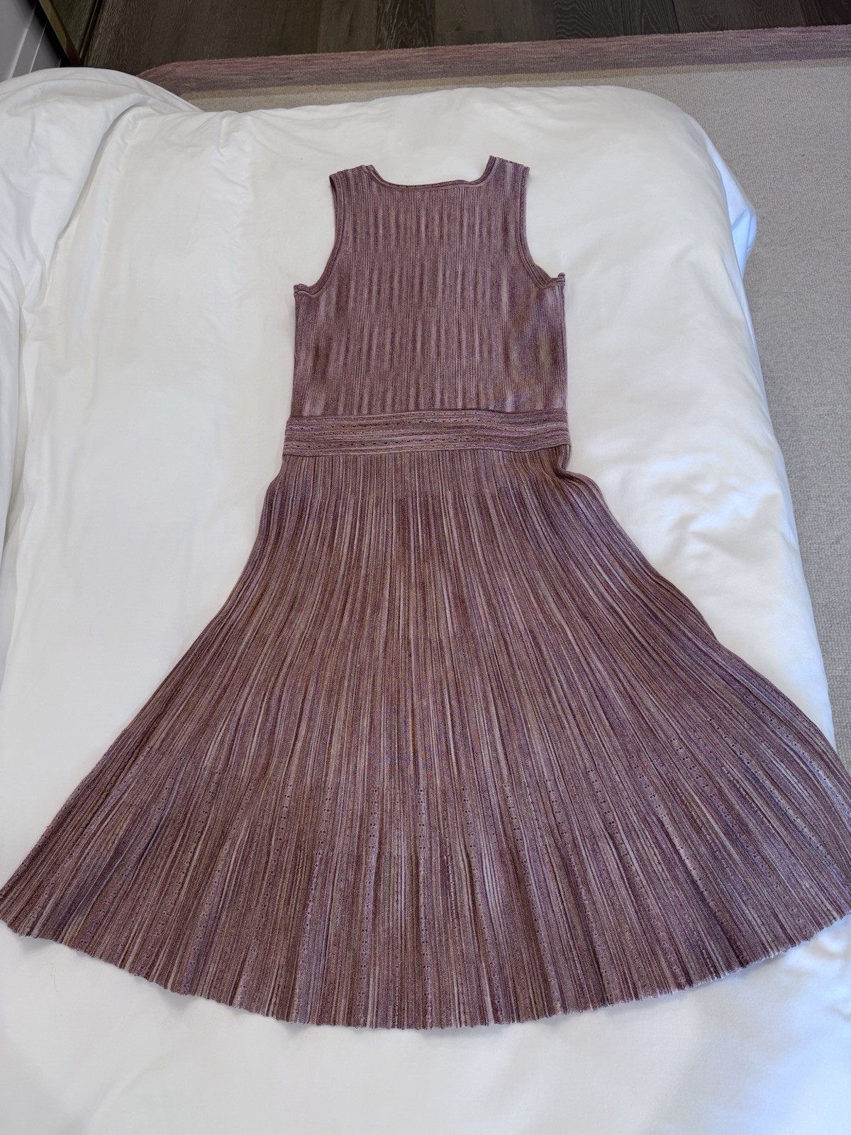 Sandro Paris Multi Solid Fit & Flare Knit Pleated Sleeveless Dress 36 R2531E-60