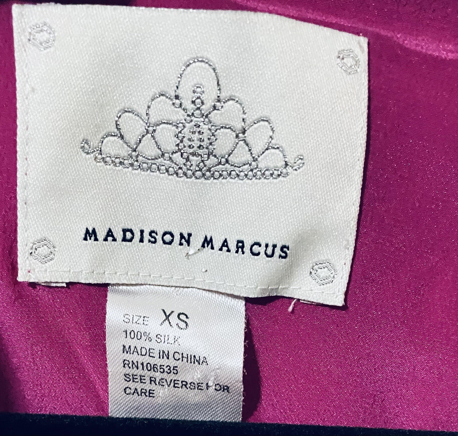 Madison Marcus Womens XS Cap Sleeve Faux Wrap Silk Dress Deep V Neck Pink Boho