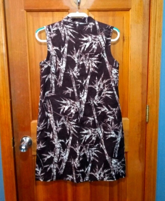 Michael Kors Dress 10 100% Linen Bamboo tropical Hawaiian Sleeveless Lace Up